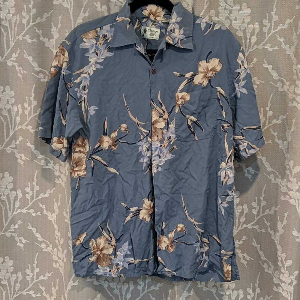Vintage Silk Blue Hawaiian shirt